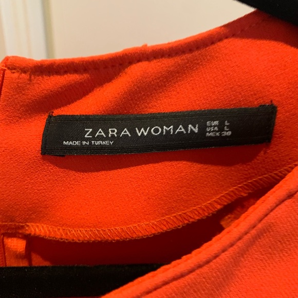 Zara form fitting, orange/red dress. Size LG - Picture 3 of 3